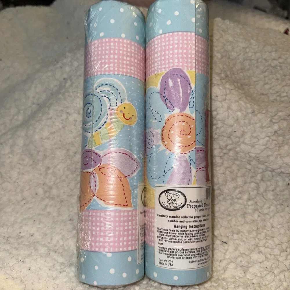 Vintage 1996 Koala Baby Wallpaper Border  Children Room Floral And Bees Pastel 2